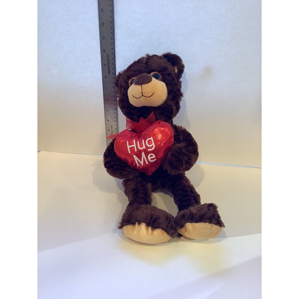 Toms Toy International Plush Brown Bear With Hug Me Heart Stuffed Animal Soft